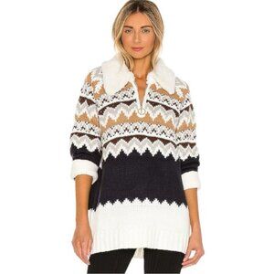 Show Me Your MuMu Blue and White Cowl Neck Sweater